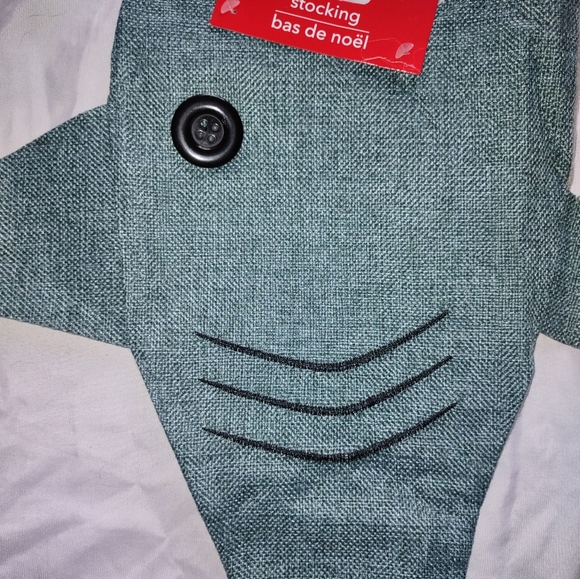 Shark Stocking Fishing Novelty Christmas Holiday Festive Coastal Ocean Gift - Picture 2 of 10